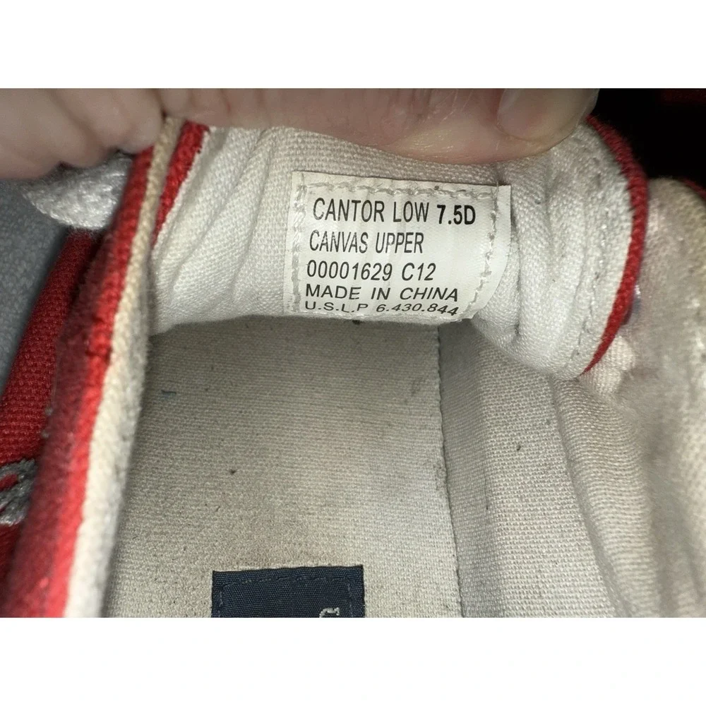 Polo Ralph‎ Lauren Red Canvas Sneakers with Embroidered Logo Mens Size 7.5D